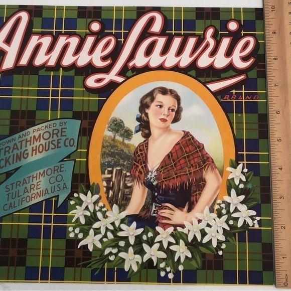 VTG Orange Crate Art Label 10x11” Strathmore Packing~Tulare, CA - Picture 5 of 6